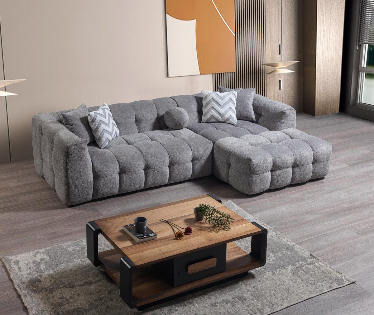 Lili Gray Boucle Raf Sectional - Ella Furniture