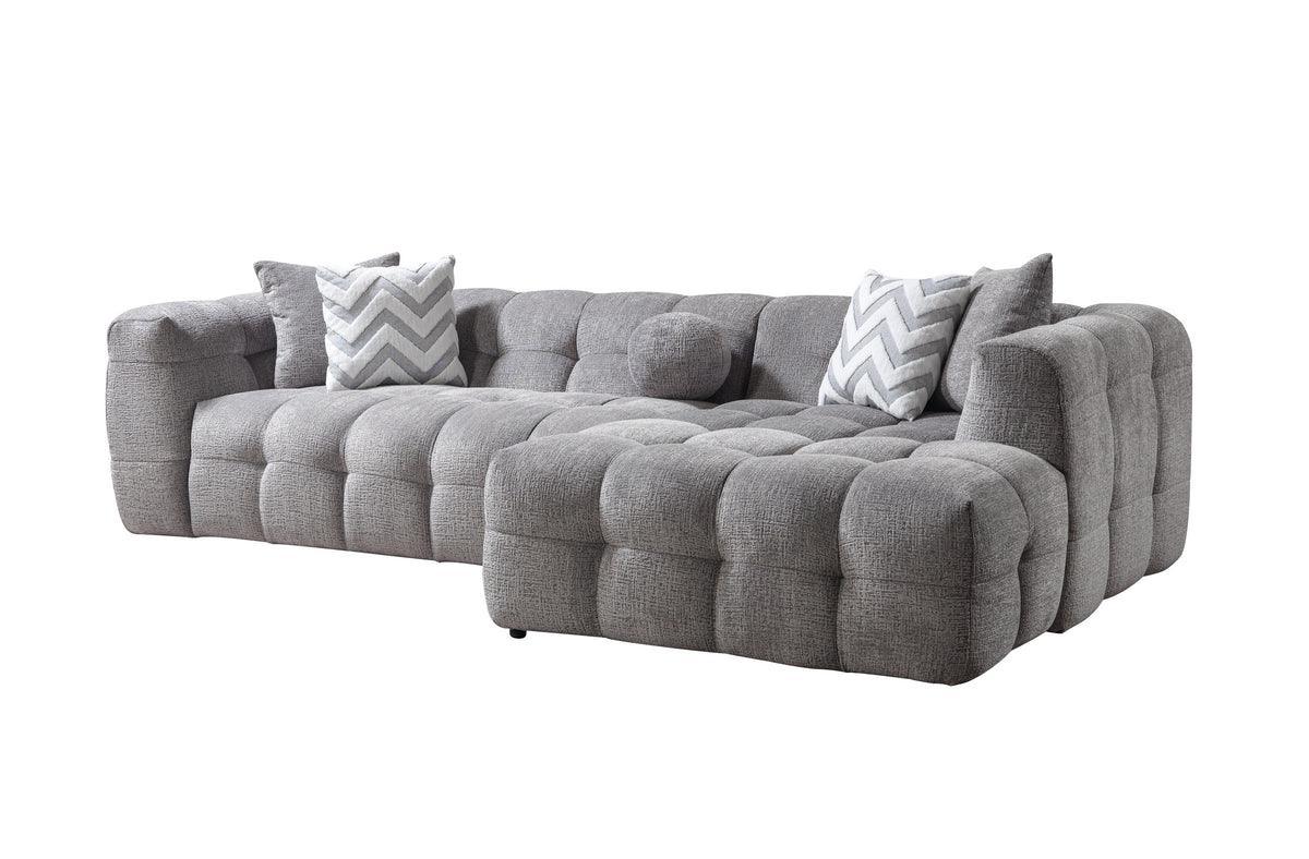 Lili Gray Boucle Raf Sectional - Ella Furniture