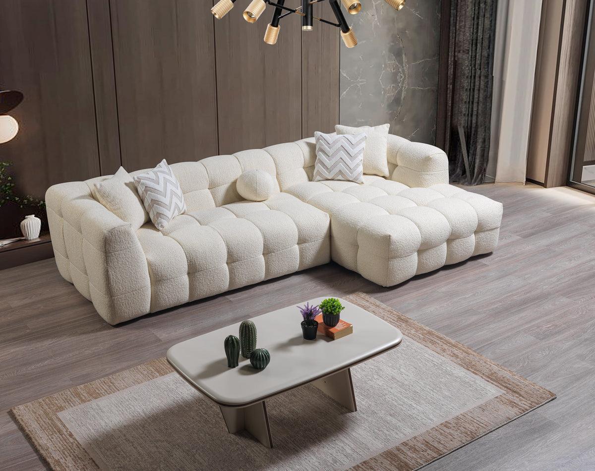 Lili Ivory Boucle Raf Sectional - Ella Furniture