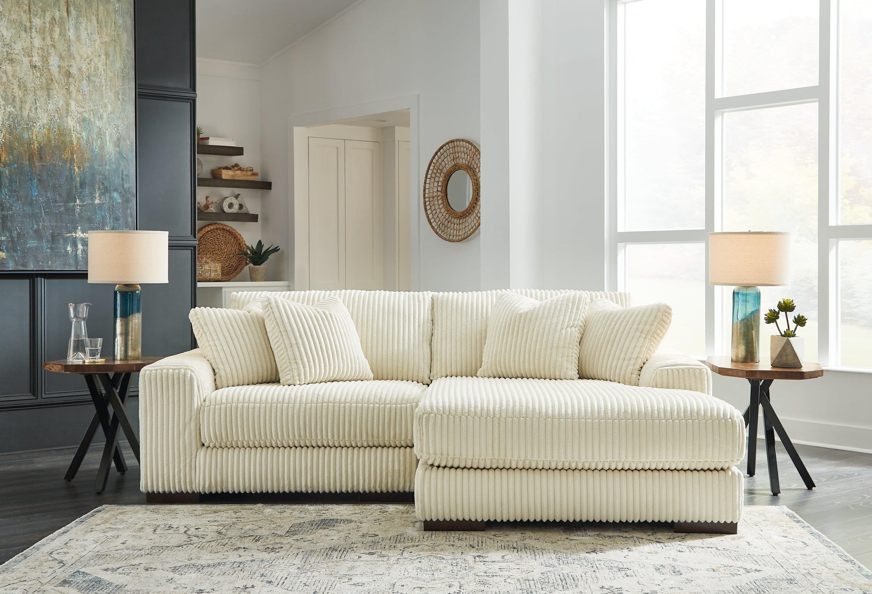 Lindyn Ivory 2-Piece Sectional With Ottoman PKG014503 - 21104S4 | 2110408 - Ella Furniture