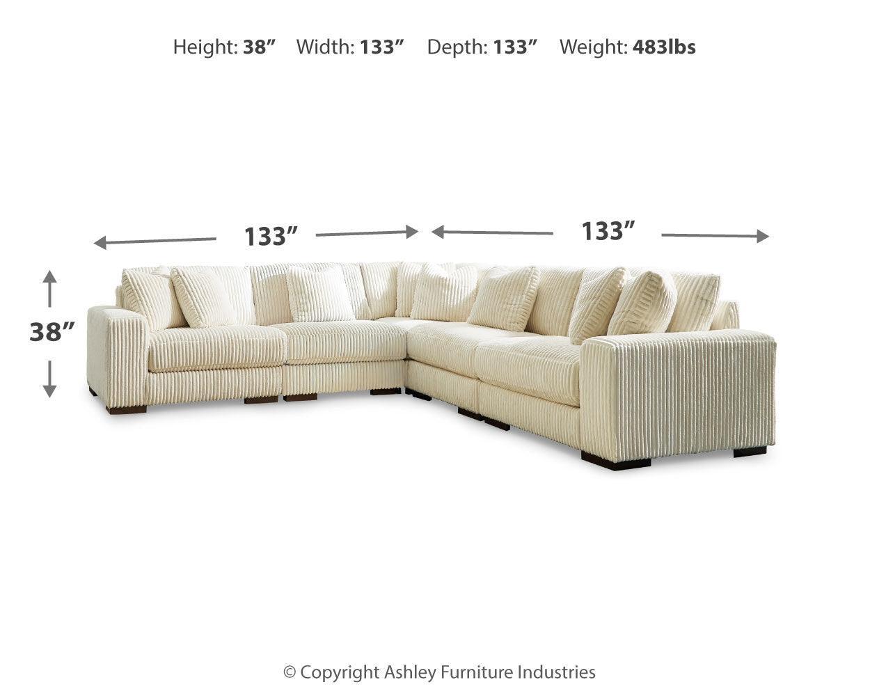 Lindyn Ivory 5-Piece Sectional With Ottoman PKG014504 - 21104S5 | 2110408 - Ella Furniture