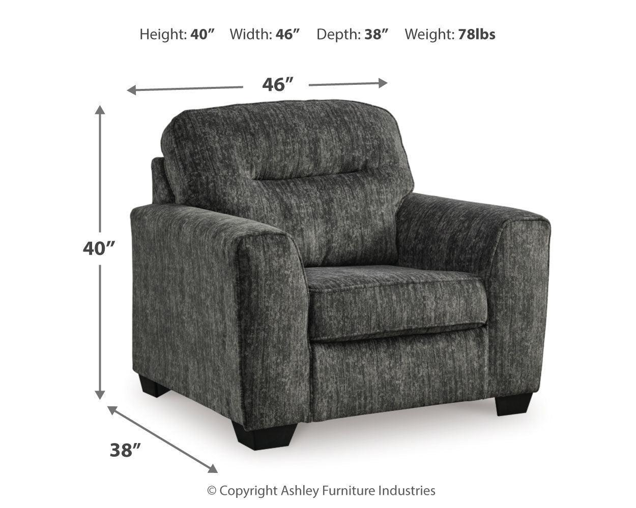 Lonoke Gunmetal Chair And Ottoman - Ella Furniture