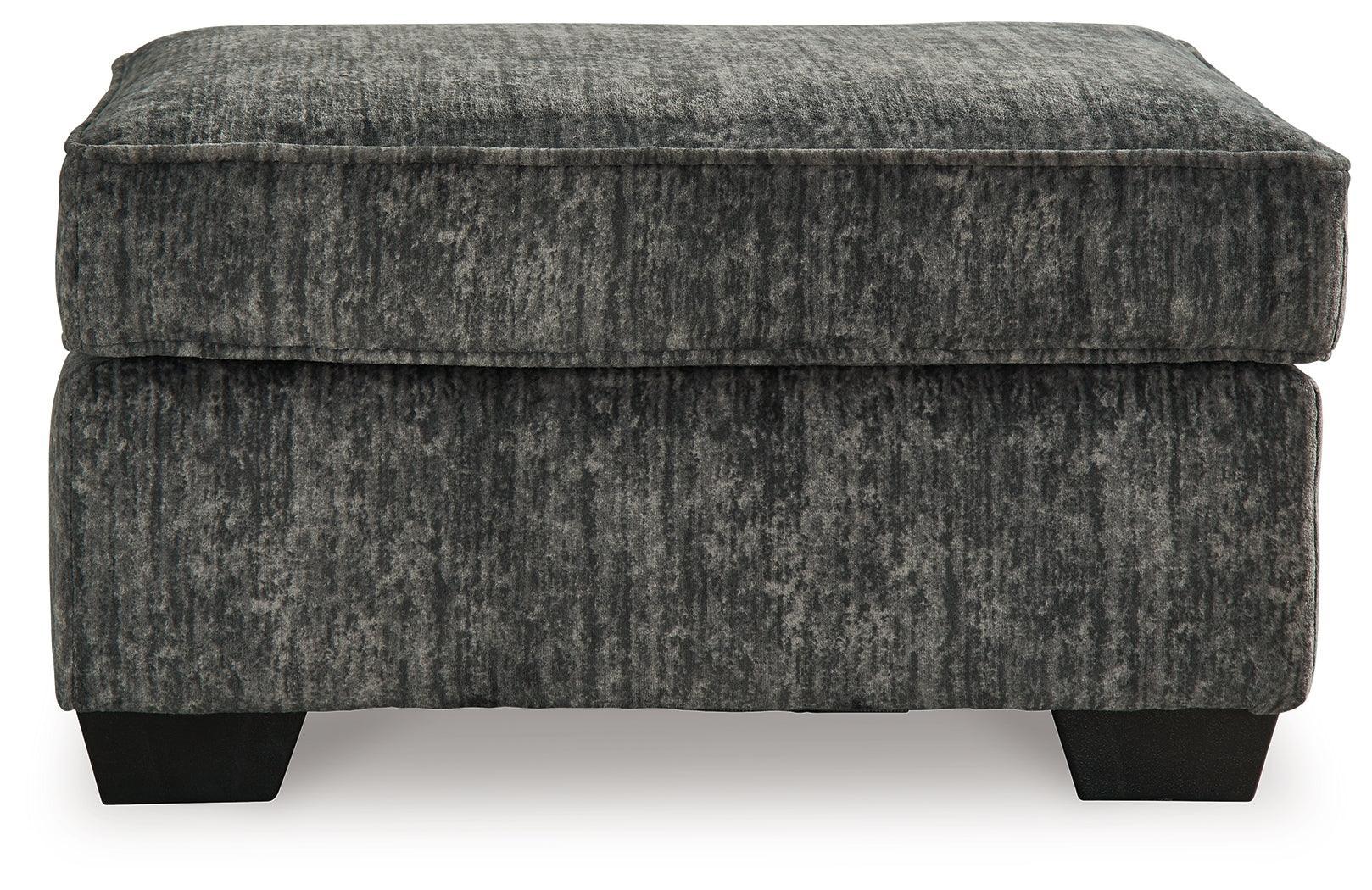 Lonoke Gunmetal Chair And Ottoman - Ella Furniture