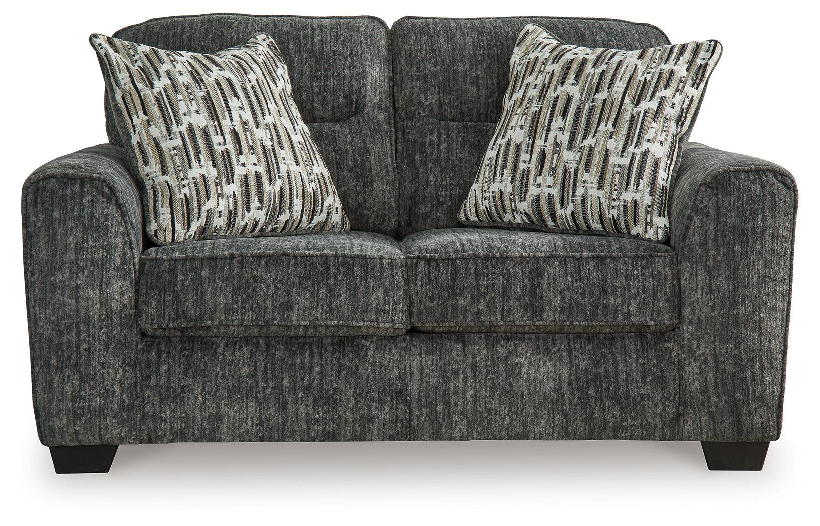 Lonoke Gunmetal Sofa, Loveseat, Chair And Ottoman - Ella Furniture