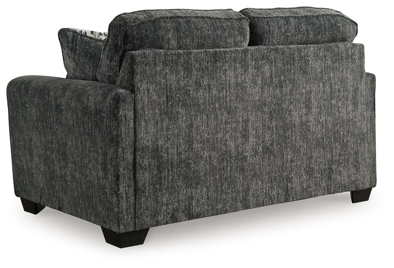 Lonoke Gunmetal Sofa, Loveseat, Chair And Ottoman - Ella Furniture