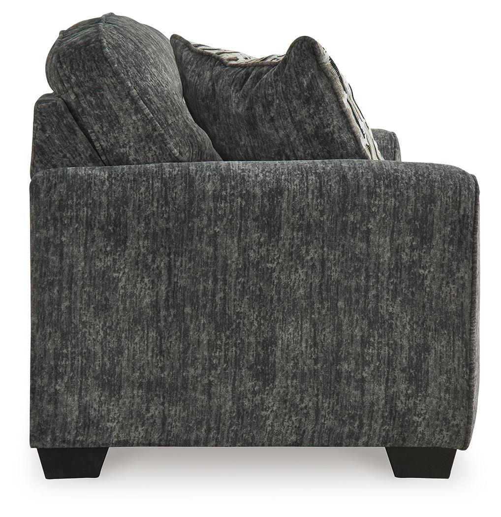 Lonoke Gunmetal Sofa, Loveseat, Chair And Ottoman - Ella Furniture