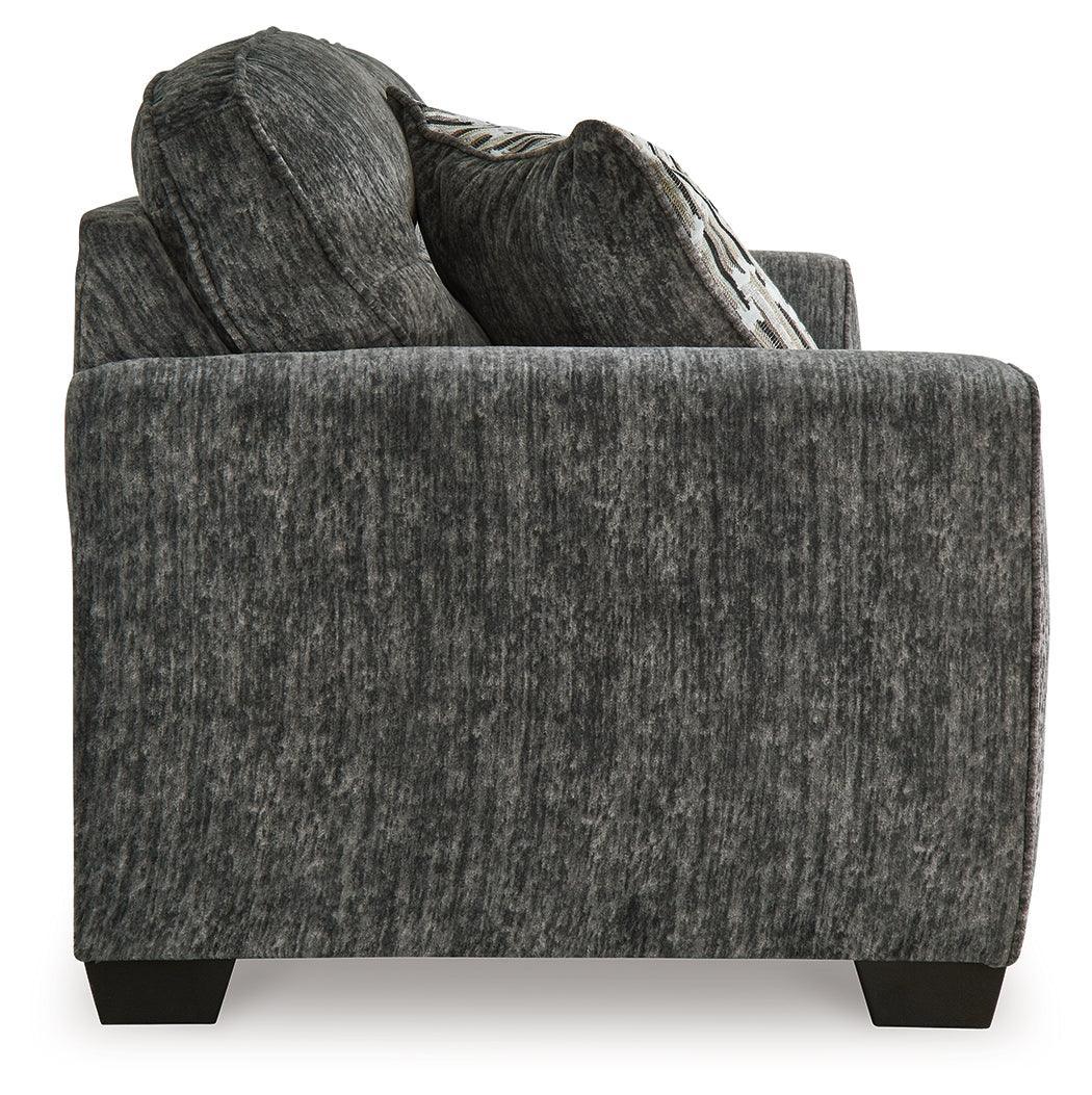 Lonoke Gunmetal Sofa, Loveseat, Chair And Ottoman - Ella Furniture