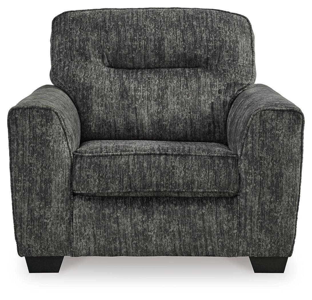 Lonoke Gunmetal Sofa, Loveseat, Chair And Ottoman - Ella Furniture