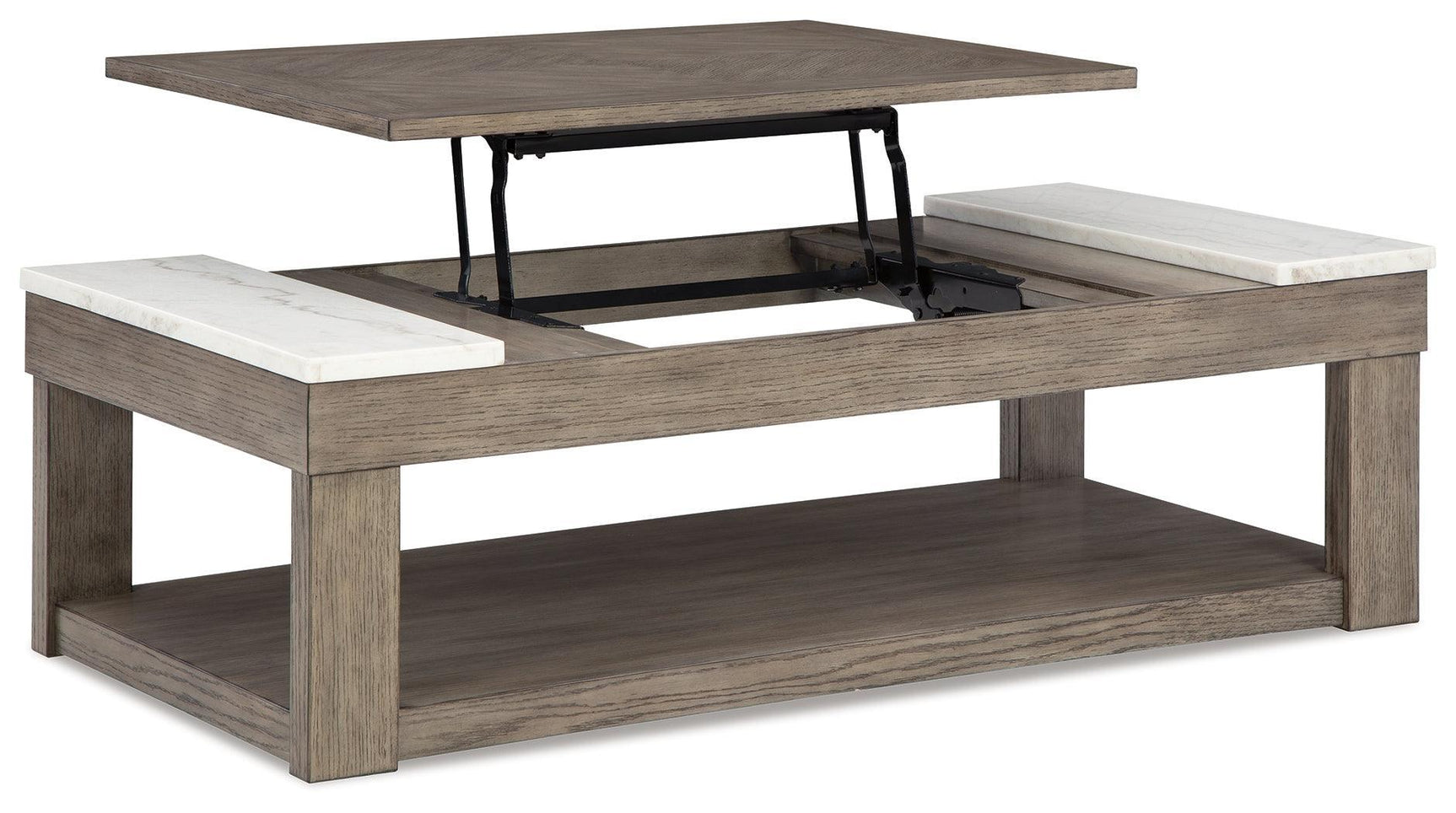 Loyaska Grayish Brown/White Lift-Top Coffee Table - Ella Furniture