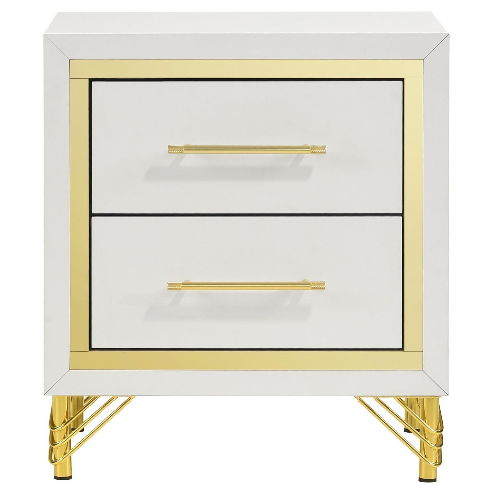 Lucia 2-Drawer Nightstand Bedside Table White 224732 - Ella Furniture