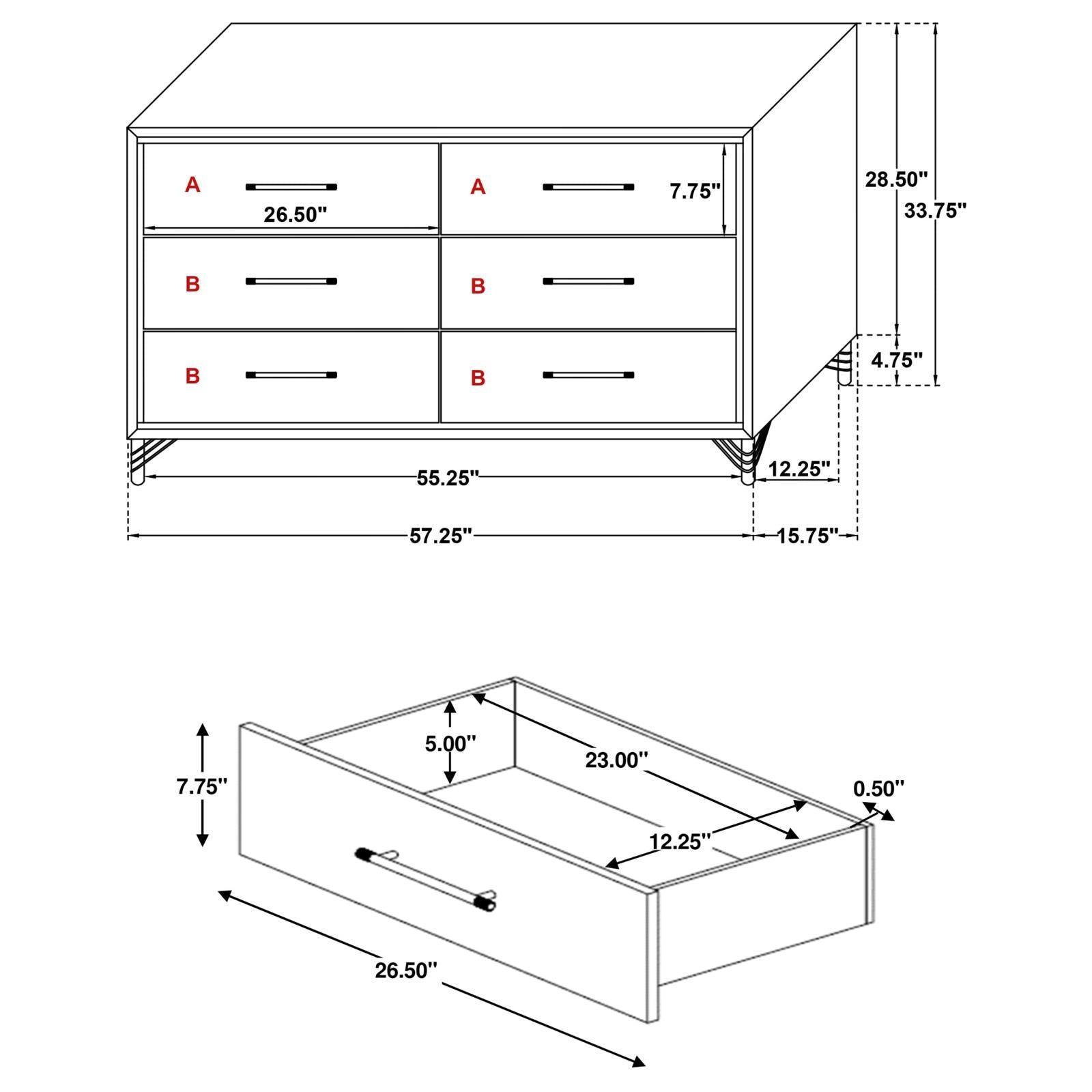 Lucia 6-Drawer Bedroom Dresser White 224733 - Ella Furniture