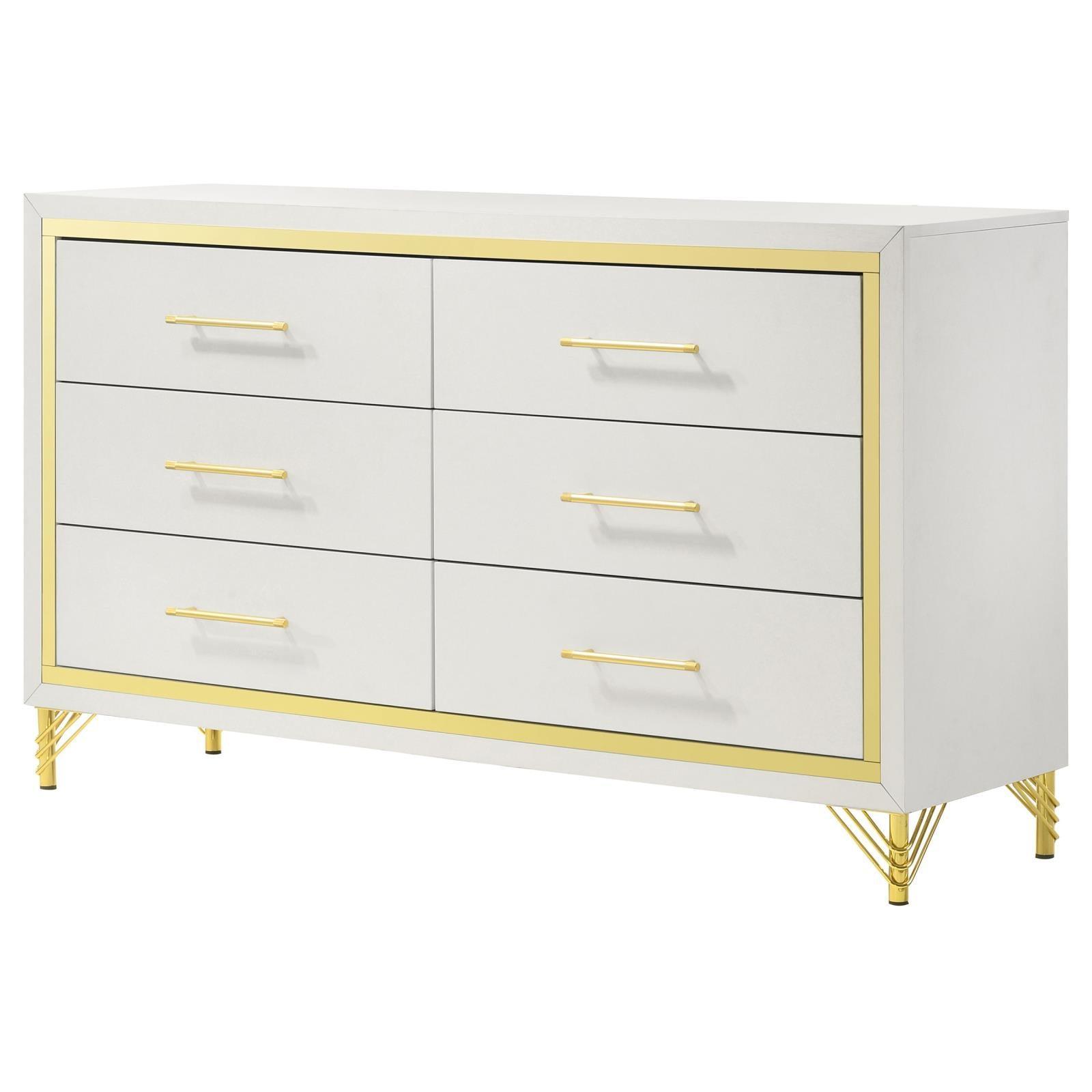 Lucia 6-Drawer Bedroom Dresser White 224733 - Ella Furniture