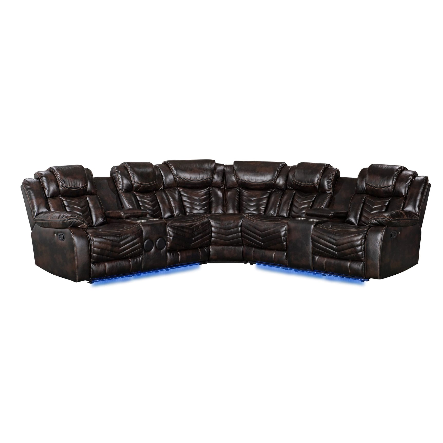 Lucky Charm Brown Air Leather 3-Piece Reclining Sectional view 2