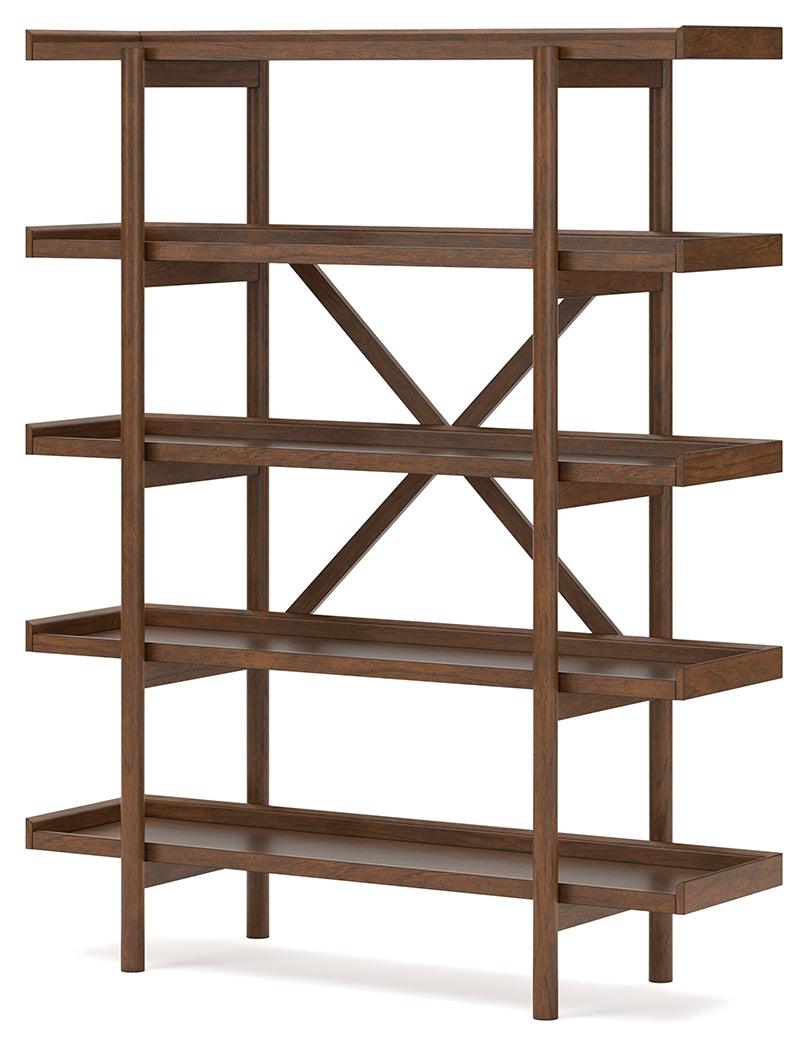 Lyncott Brown 70" Bookcase - Ella Furniture