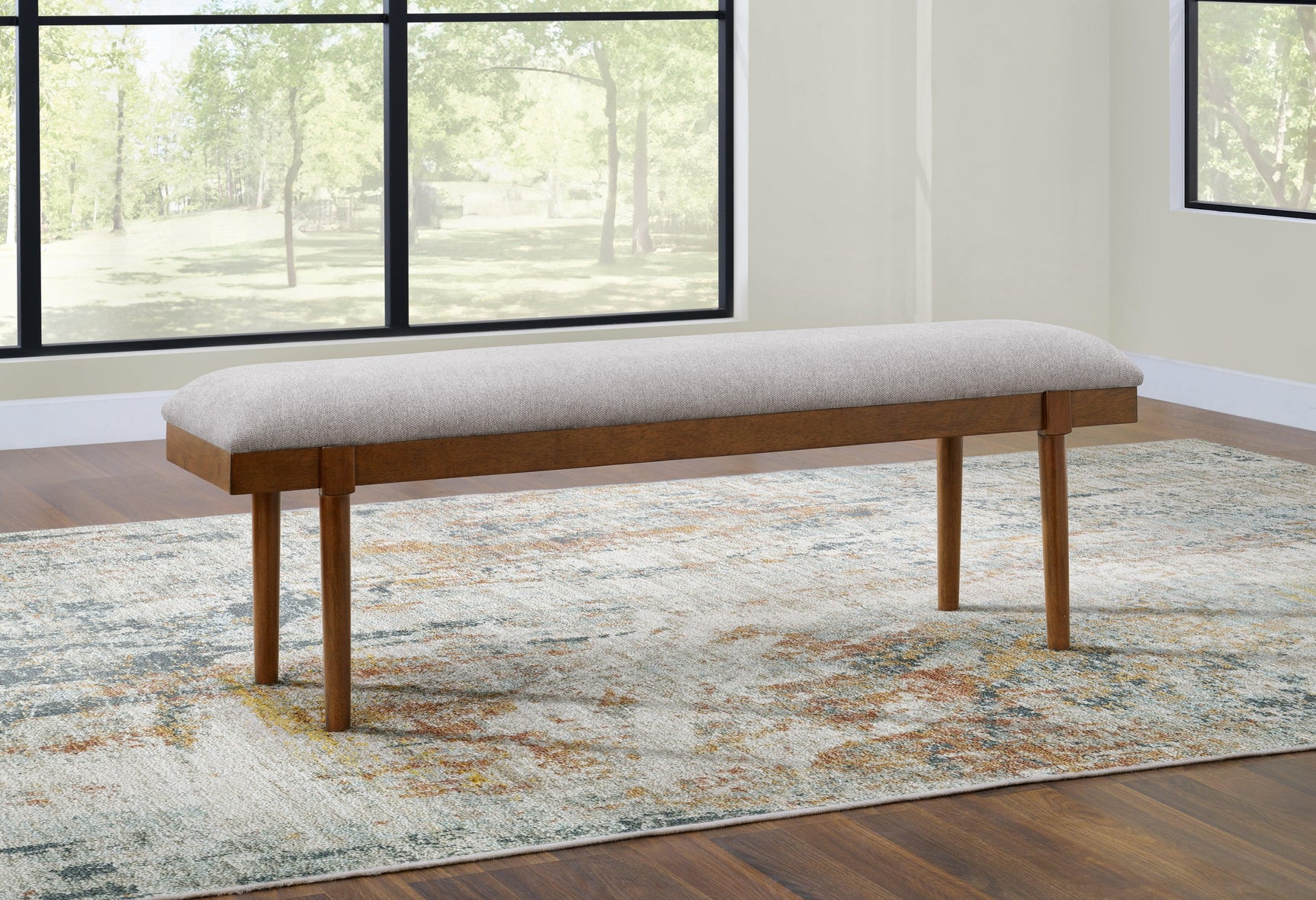 Lyncott Gray/Brown 59" Upholstered Dining Bench - Ella Furniture