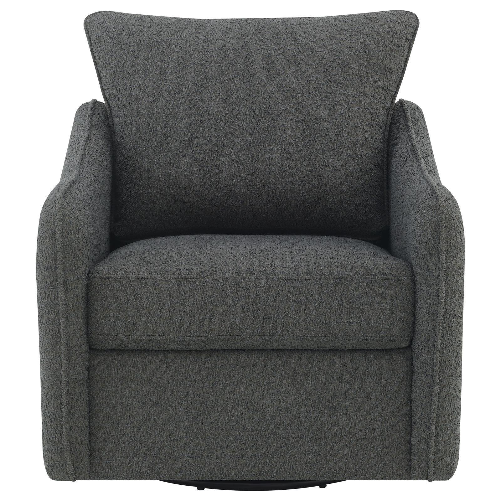 Madia Boucle Upholstered Swivel Glider Chair Charcoal Grey 903393 - Ella Furniture