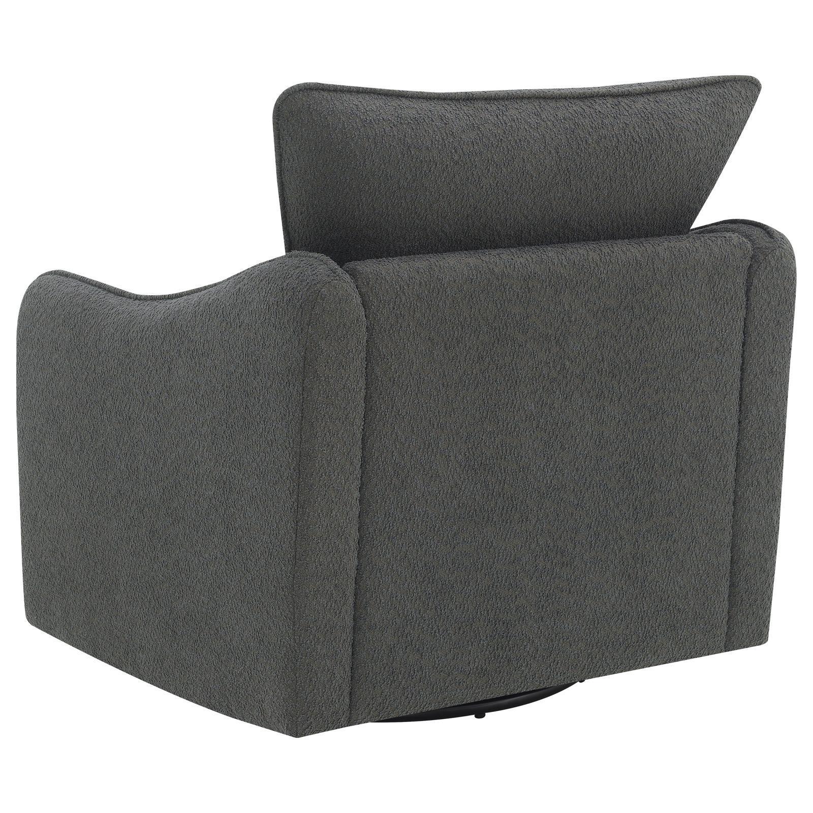 Madia Boucle Upholstered Swivel Glider Chair Charcoal Grey 903393 - Ella Furniture