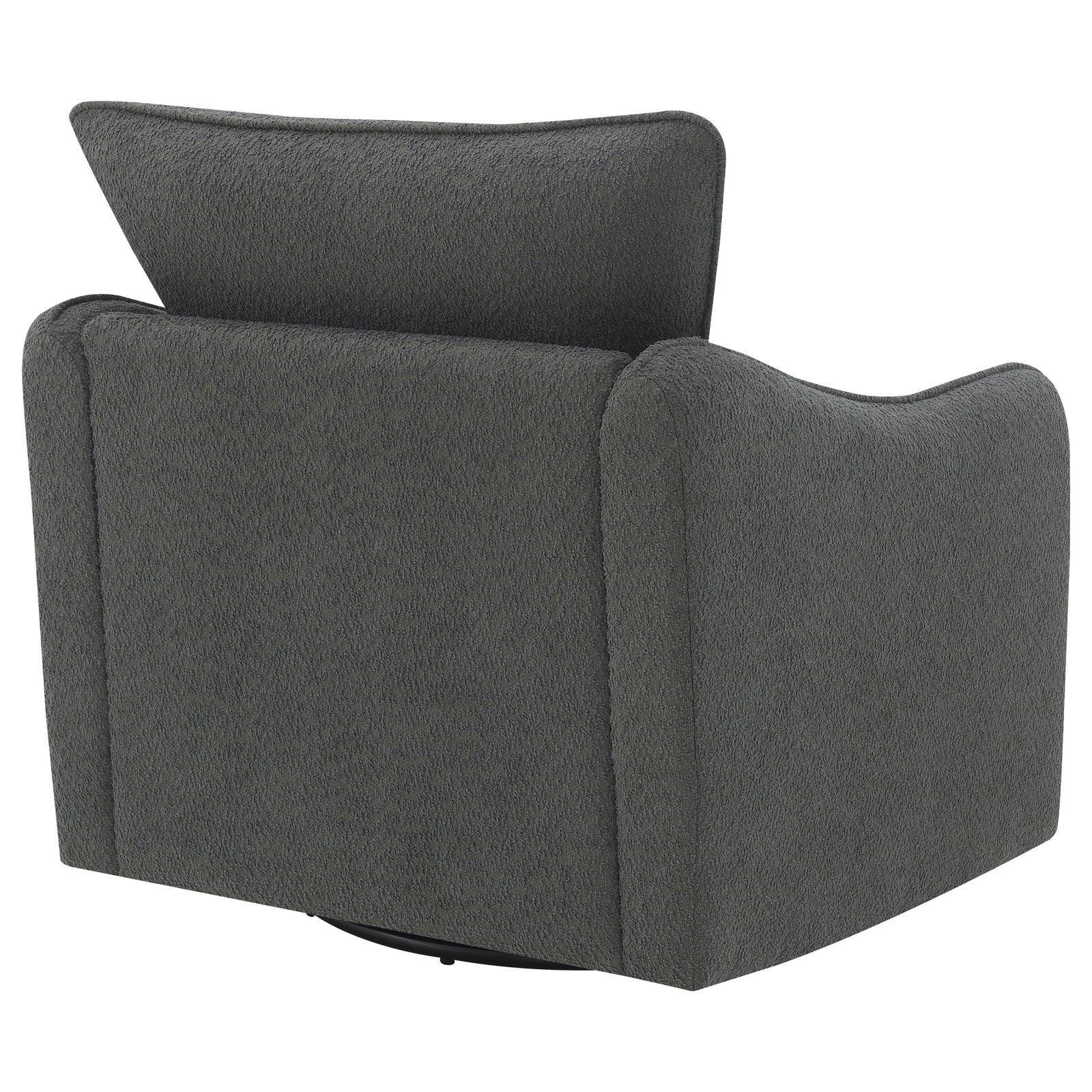 Madia Boucle Upholstered Swivel Glider Chair Charcoal Grey 903393 - Ella Furniture
