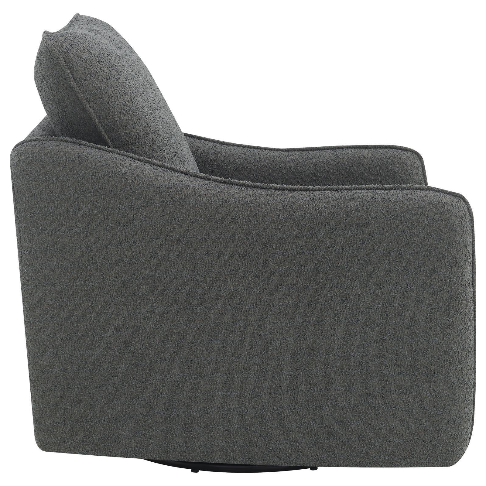 Madia Boucle Upholstered Swivel Glider Chair Charcoal Grey 903393 - Ella Furniture