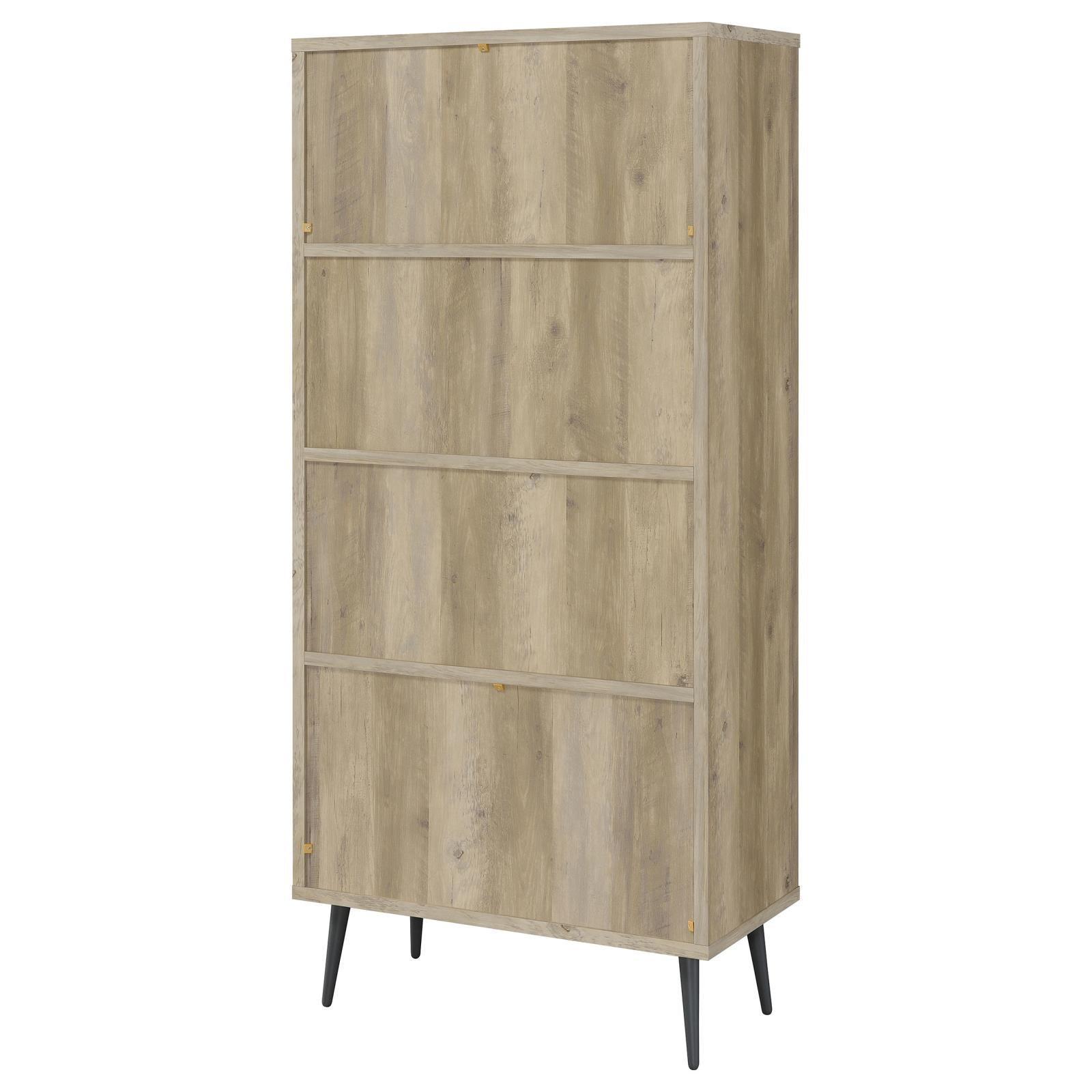 Maeve 3-Shelf Engineered Wood Bookcase With Drawers Antique Pine And Grey 801923 - Ella Furniture