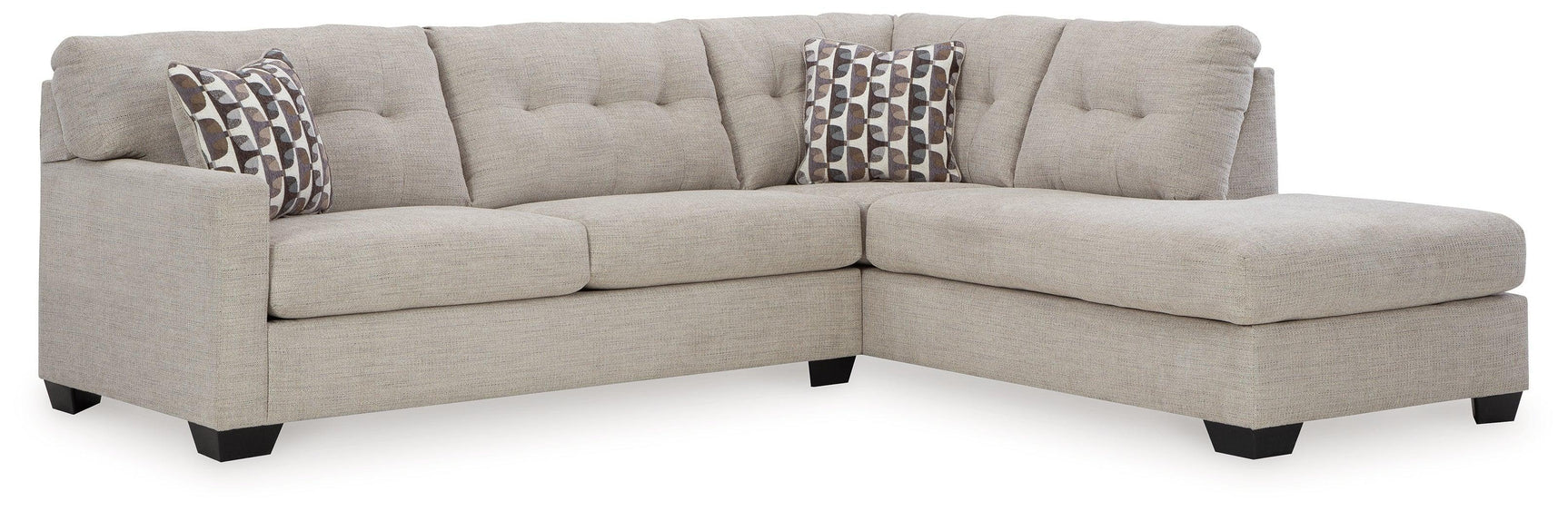 Mahoney Pebble 2-Piece Sectional With Ottoman - Ella Furniture