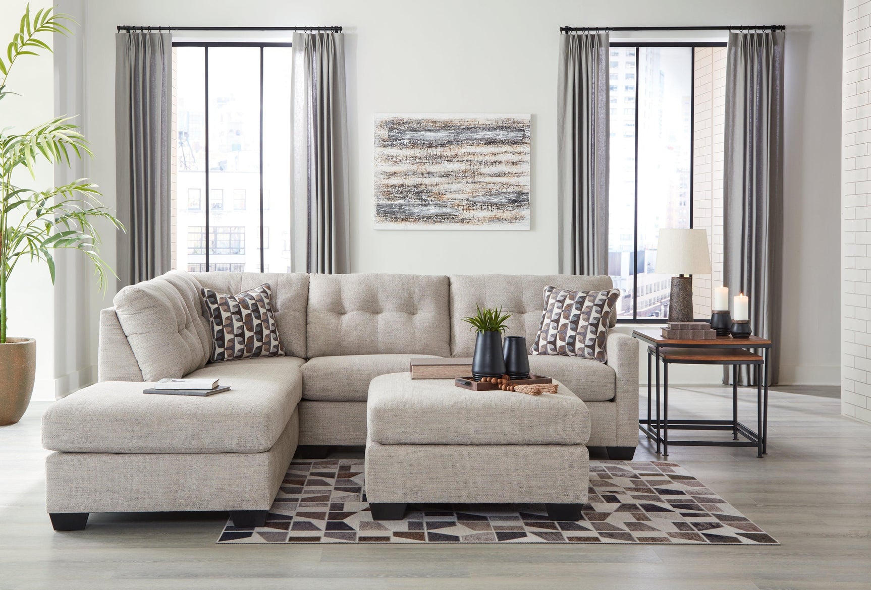 Mahoney Pebble 2-Piece Sectional With Ottoman PKG015085 - 31004S1 | 3100408 - Ella Furniture