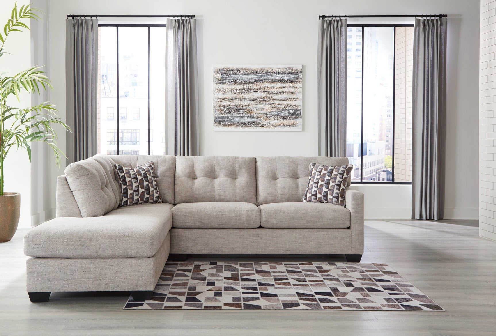 Mahoney Pebble 2-Piece Sectional With Ottoman PKG015085 - 31004S1 | 3100408 - Ella Furniture