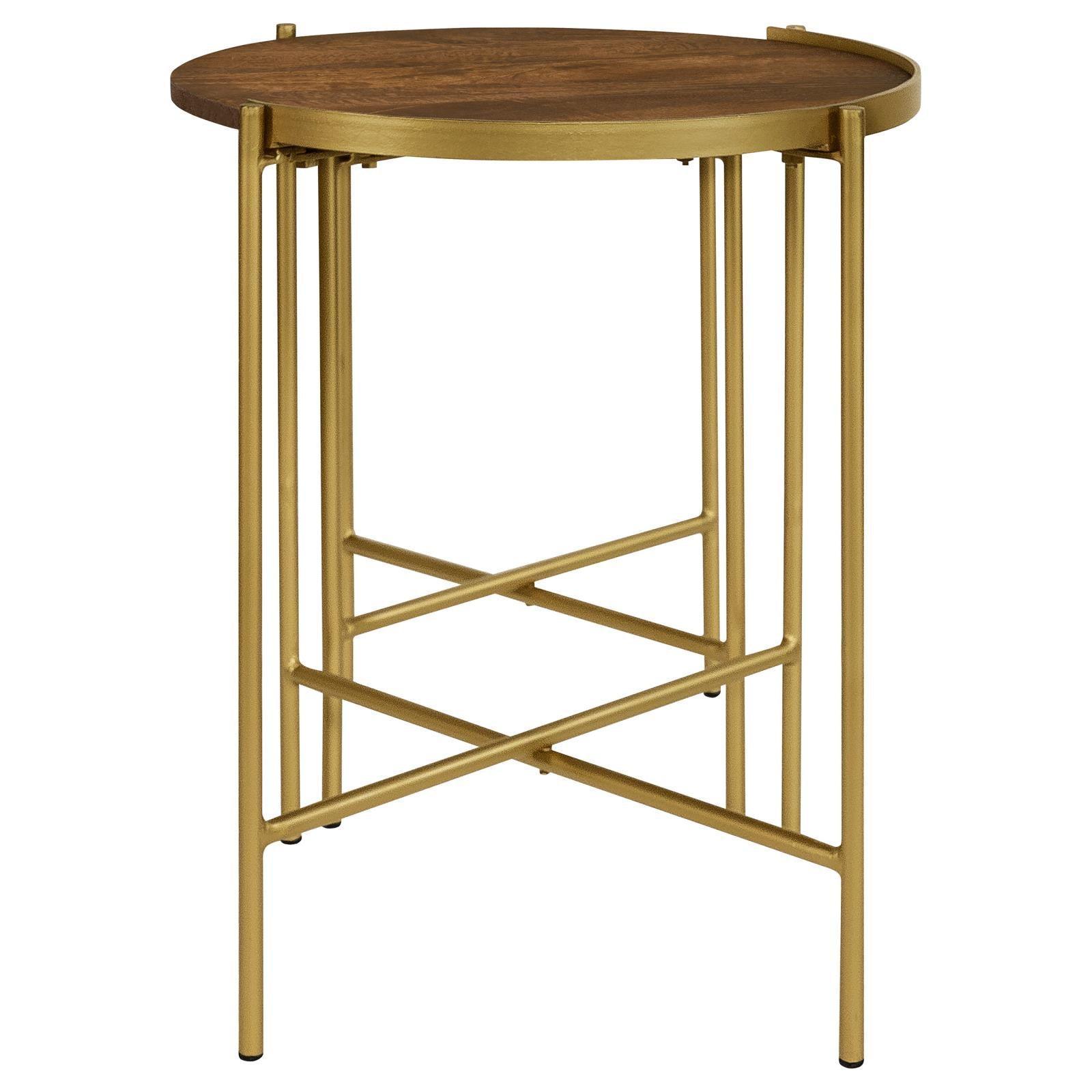 Malka 2-Piece Round Nesting Table Dark Brown And Gold 936168 - Ella Furniture