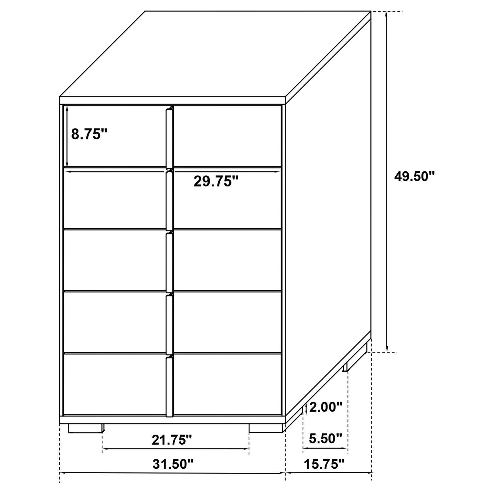 Marceline 5-Drawer Chest Black 222835 - Ella Furniture
