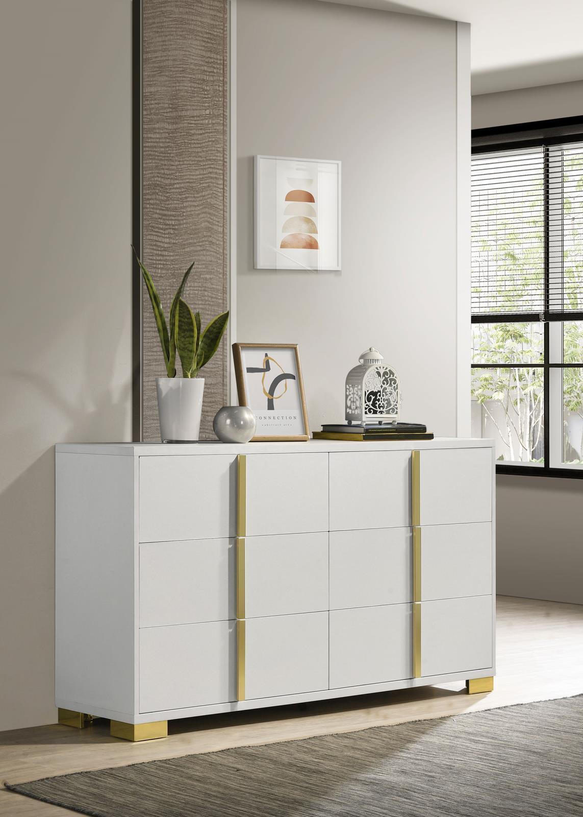 Marceline 6-Drawer Dresser White 222933 - Ella Furniture