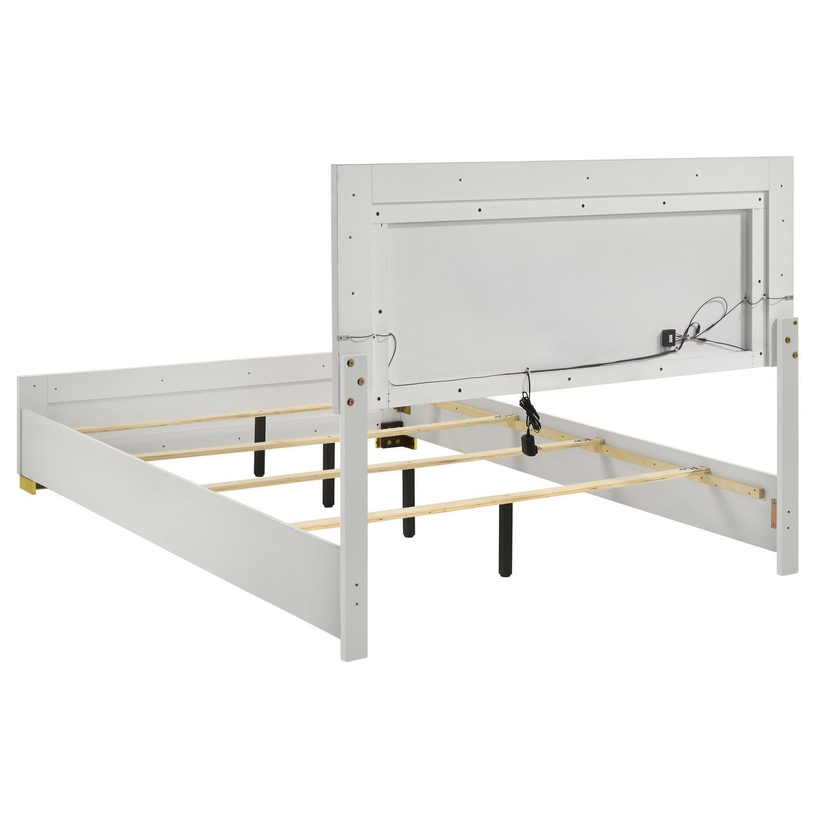 Marceline Eastern King Bed With LED Headboard White 222931Ke - Ella Furniture