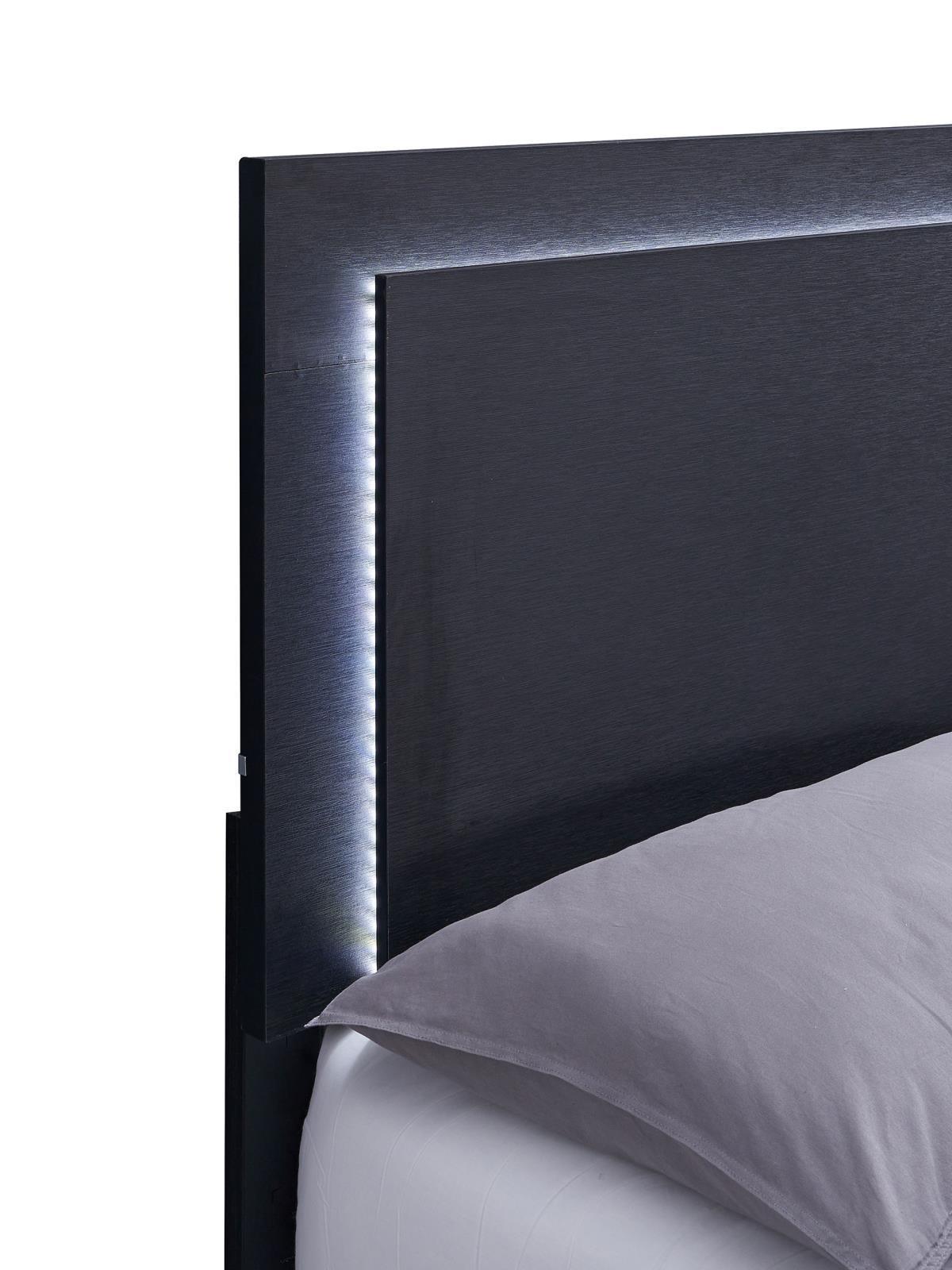 Marceline Queen Bed With LED Headboard Black 222831Q - Ella Furniture
