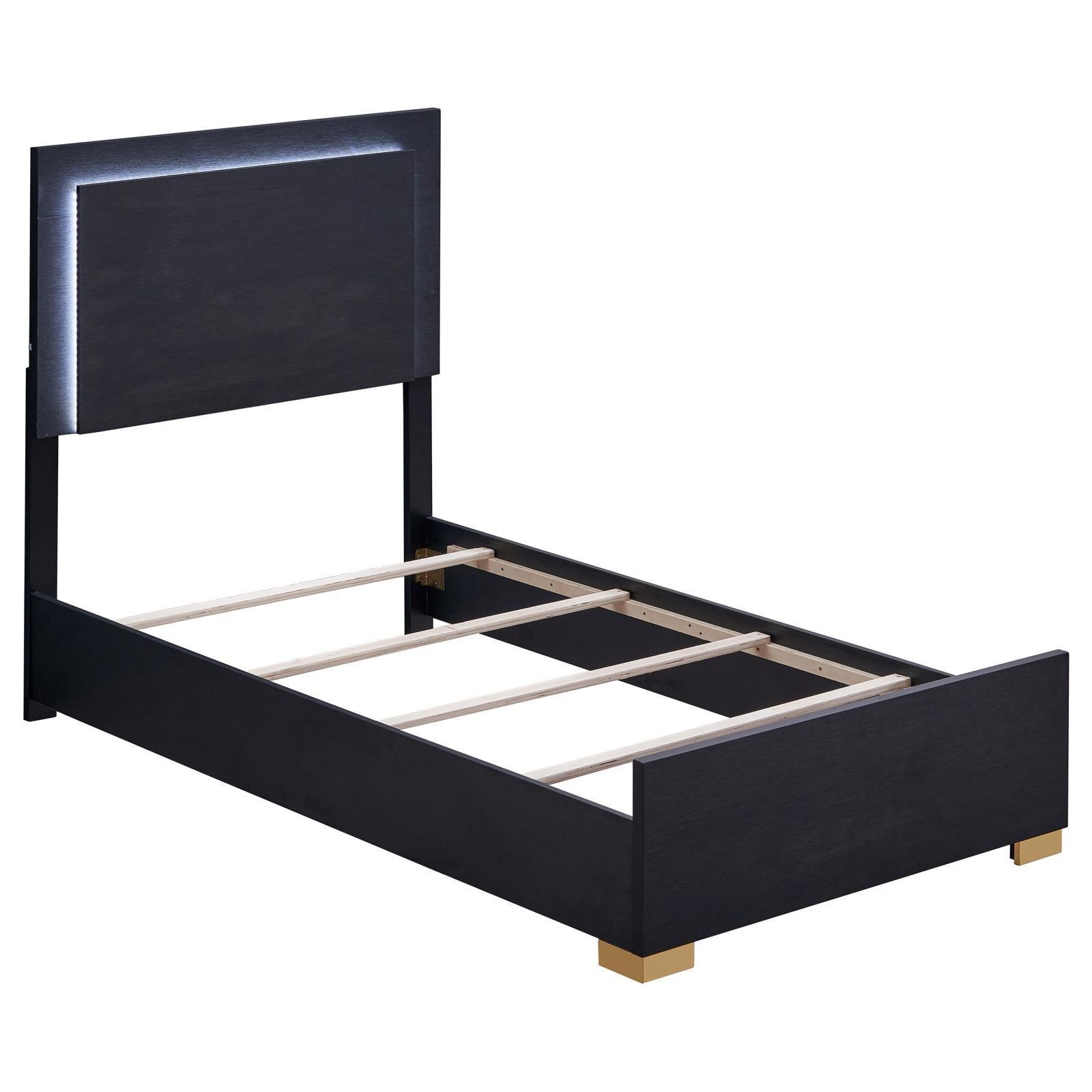 Marceline Twin Bed With LED Headboard Black 222831T - Ella Furniture