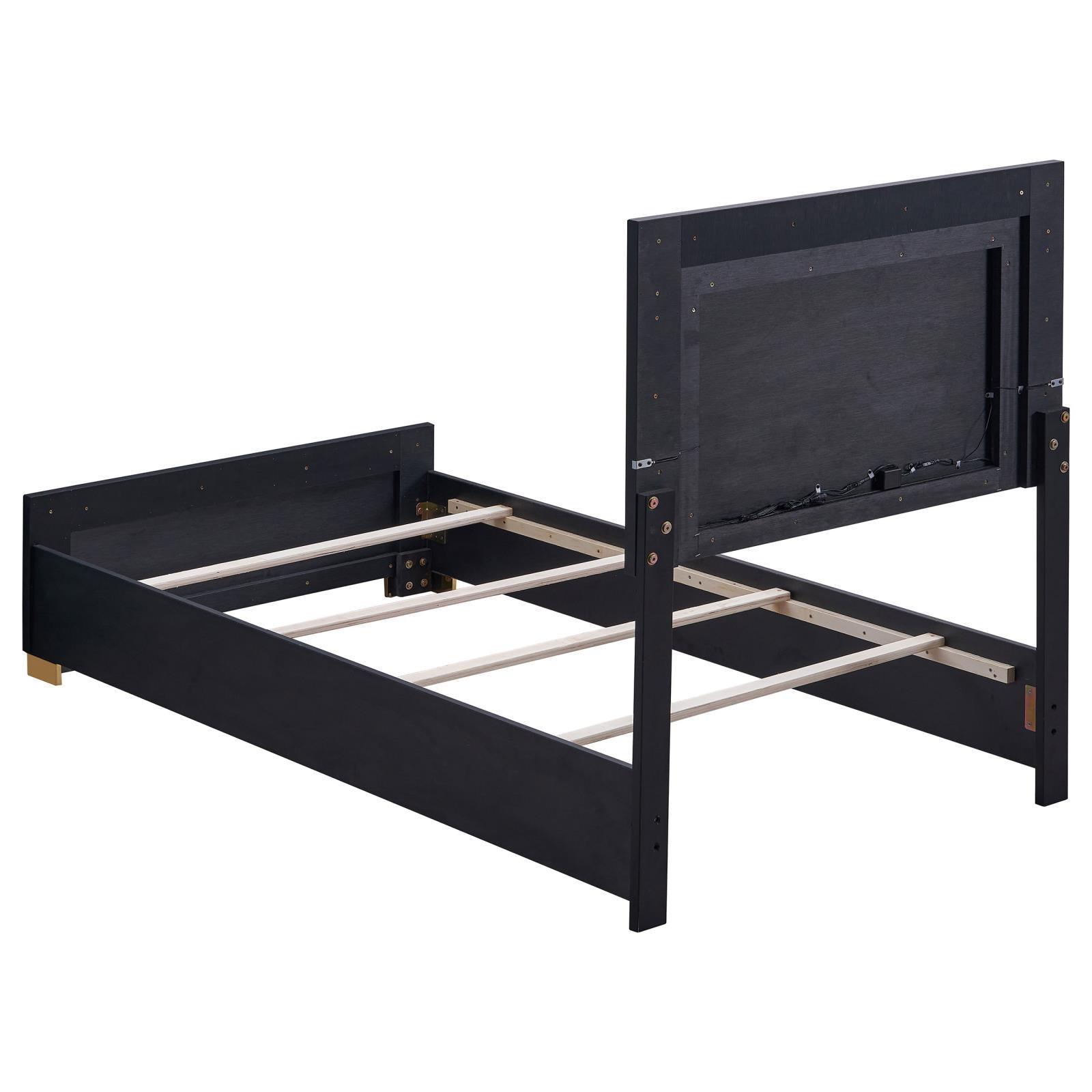 Marceline Twin Bed With LED Headboard Black 222831T - Ella Furniture