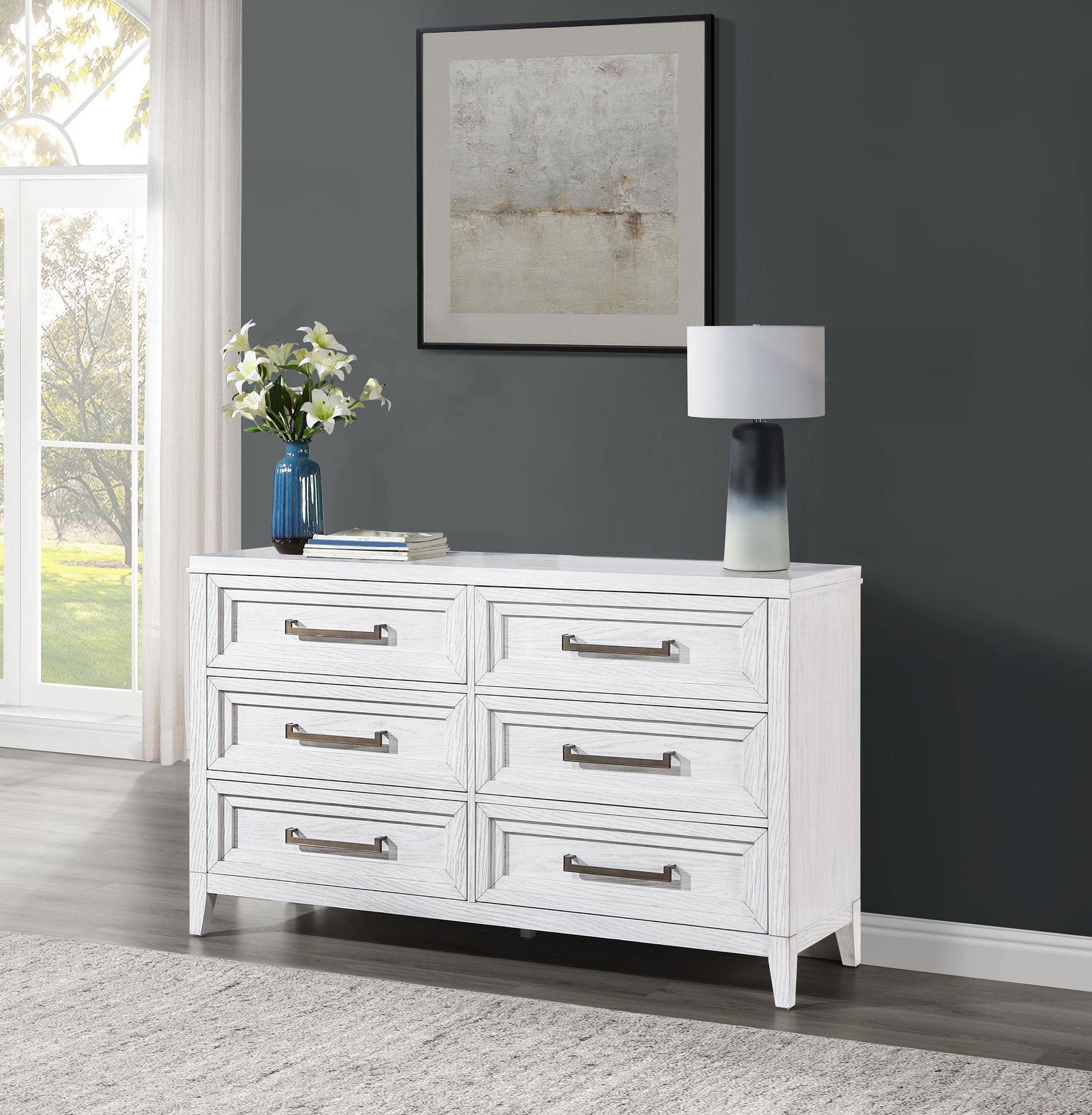 Marielle 6-drawer Bedroom Dresser Distressed White 224843 - Ella Furniture