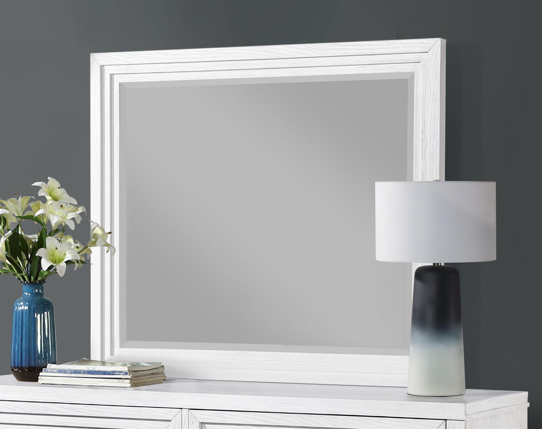 Marielle Dresser Mirror Distressed White 224844 - Ella Furniture