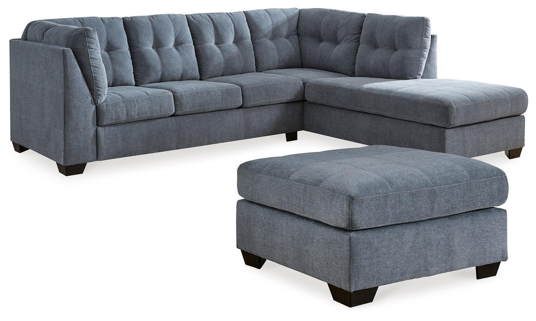 Marleton Denim 2-Piece Sectional With Ottoman - Ella Furniture