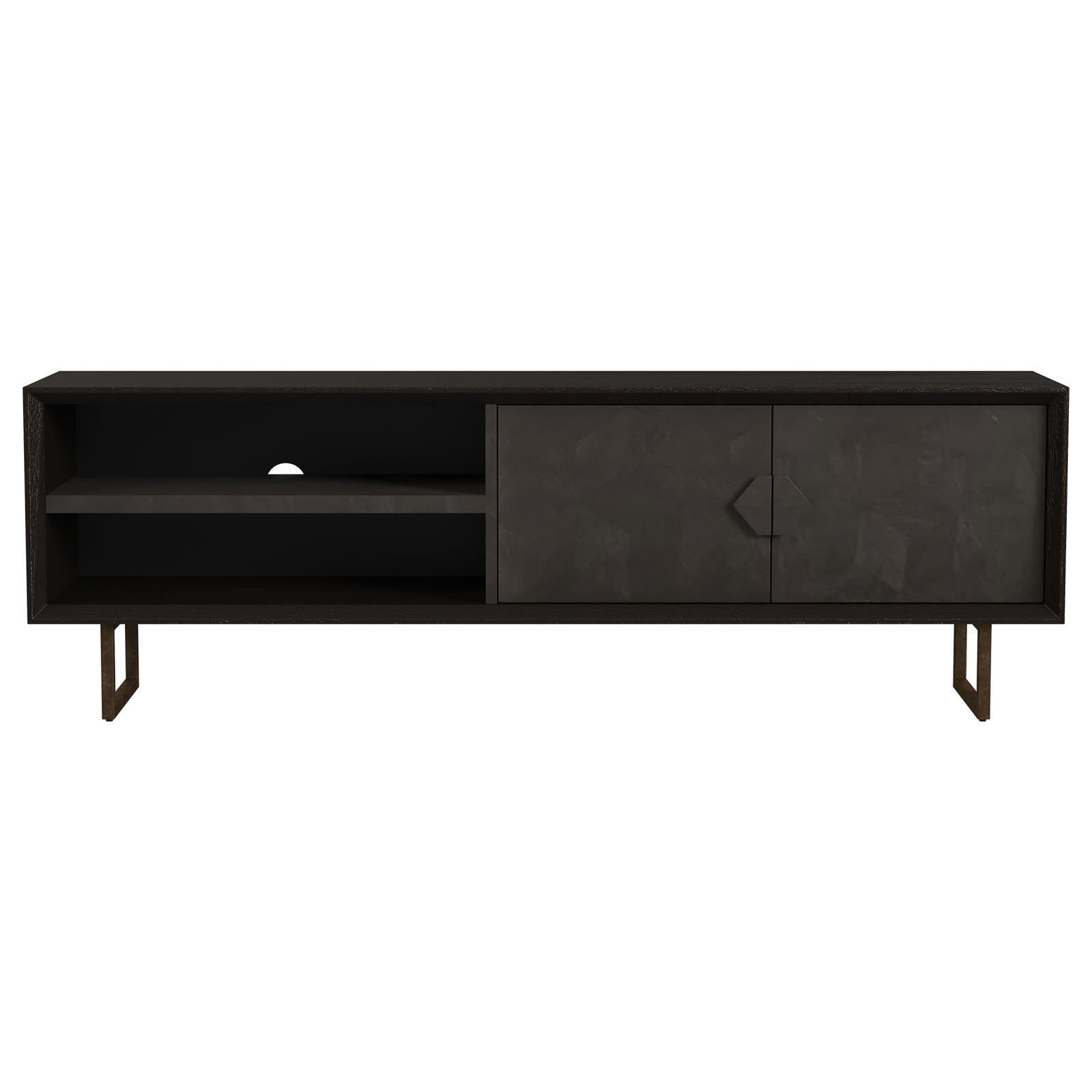 Marsden 2-Door Wood 70" Tv Stand Charcoal Black 703003 - Ella Furniture