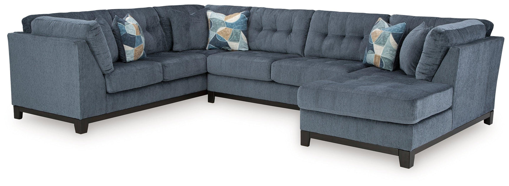 Maxon Place Navy 3-Piece Sectional with Chaise - Ella Furniture