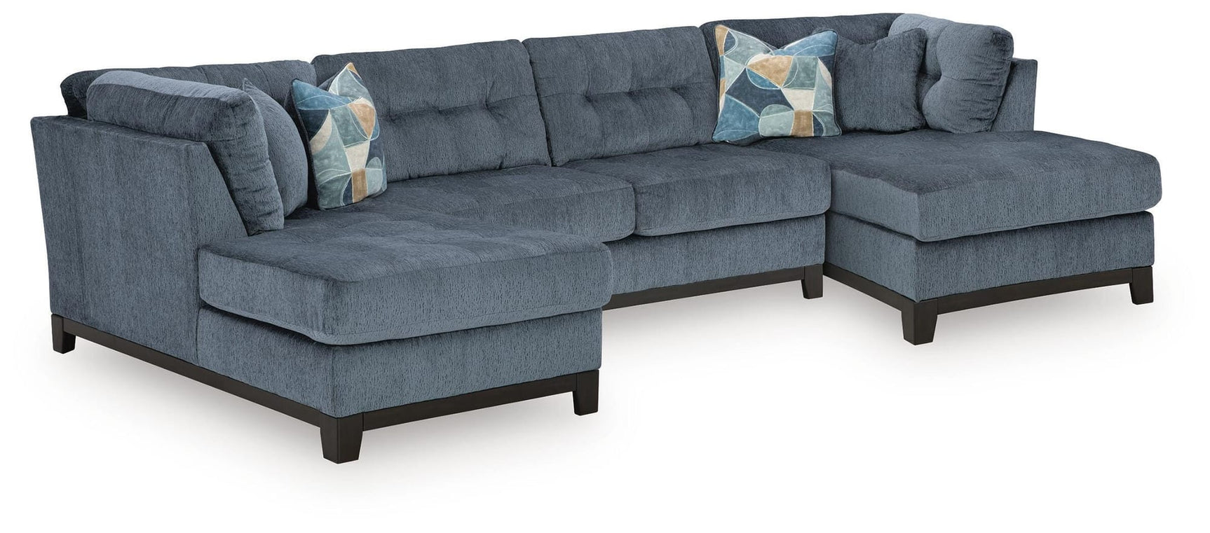 Maxon Place Navy Chenille 3-Piece Sectional with Chaise from Ella Furniture