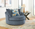Maxon Place Navy Chenille Oversized Swivel Accent Chair - Ella Furniture