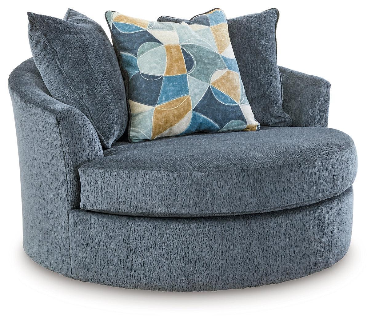 Maxon Place Navy Chenille Oversized Swivel Accent Chair - Ella Furniture