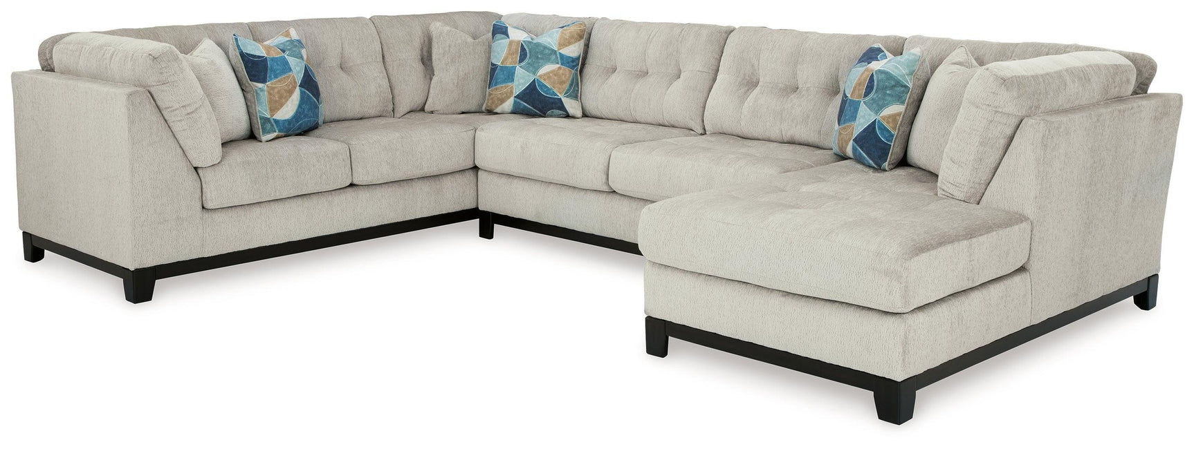 Maxon Place Stone 3-Piece Sectional with Chaise - Ella Furniture