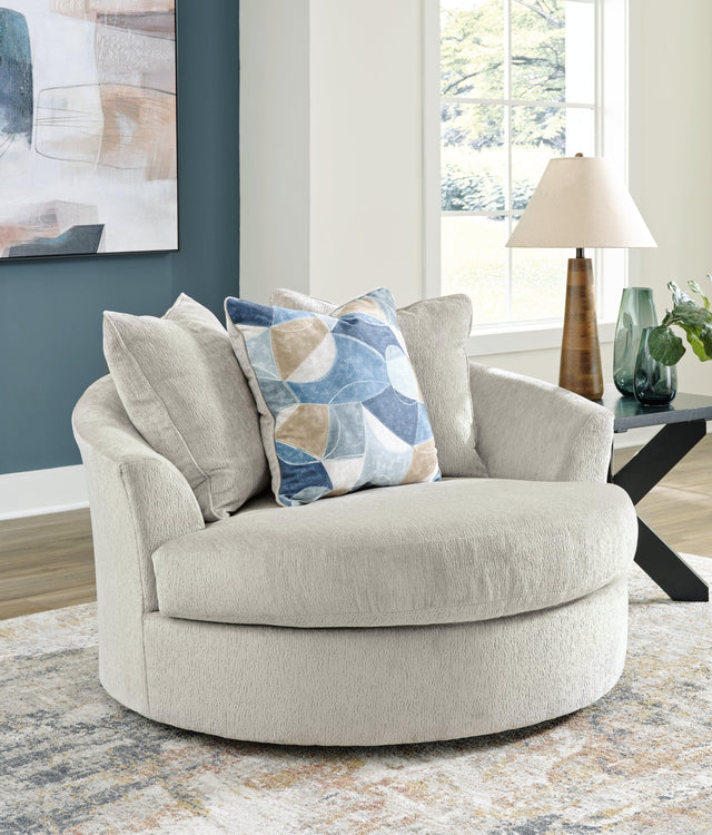 Maxon Place Stone Oversized Swivel Accent Chair - Ella Furniture