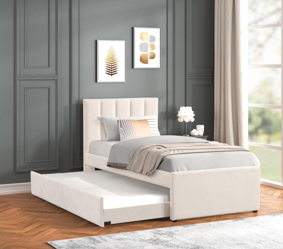 Maya Beige Twin Platform Bed w Trundle