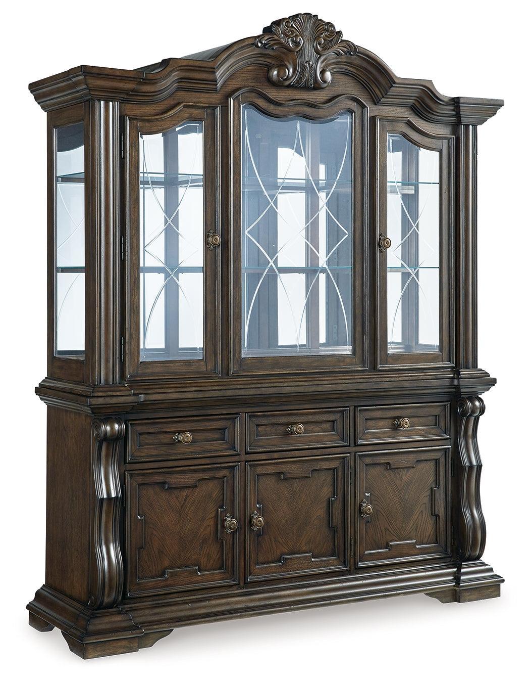 Maylee Dark Brown Dining Buffet and Hutch - Ella Furniture