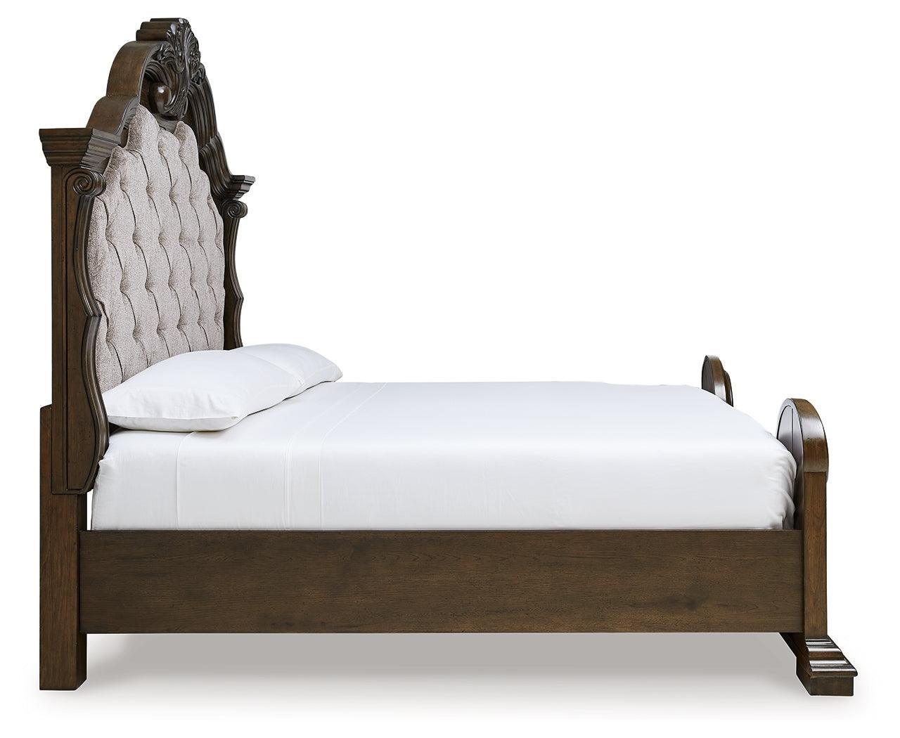 Maylee Dark Brown King Upholstered Bed - Ella Furniture