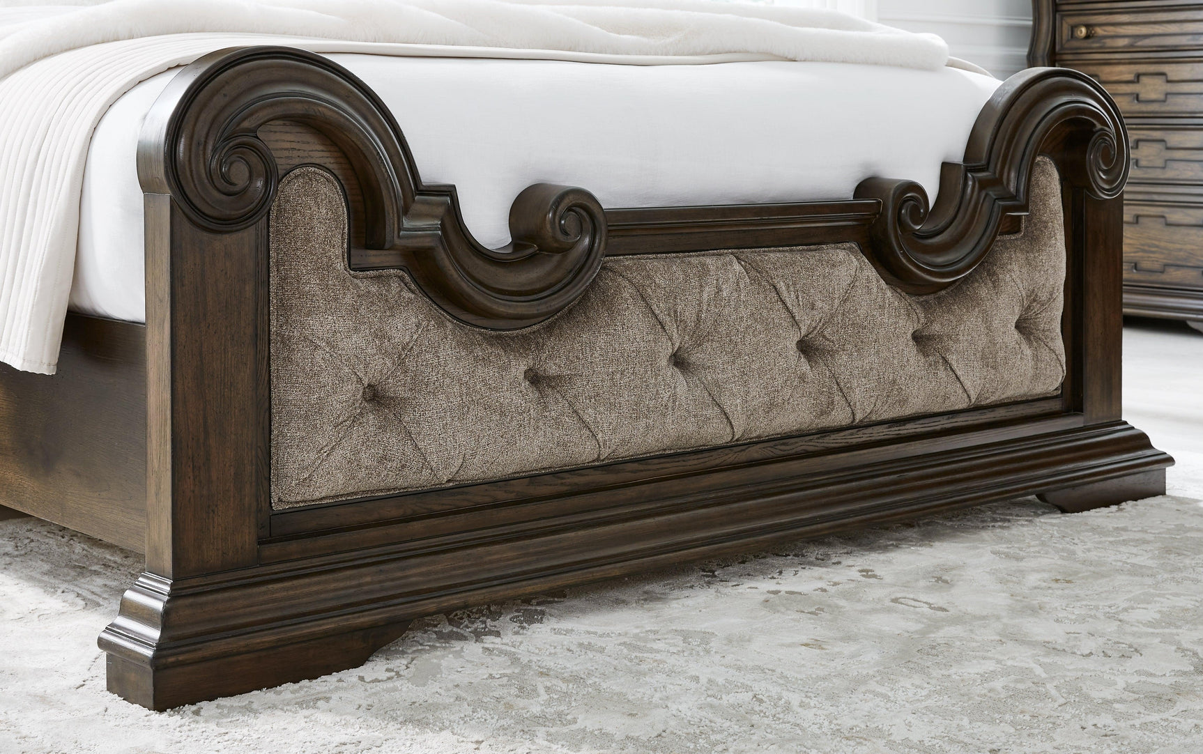 Maylee Dark Brown King Upholstered Bed - Ella Furniture