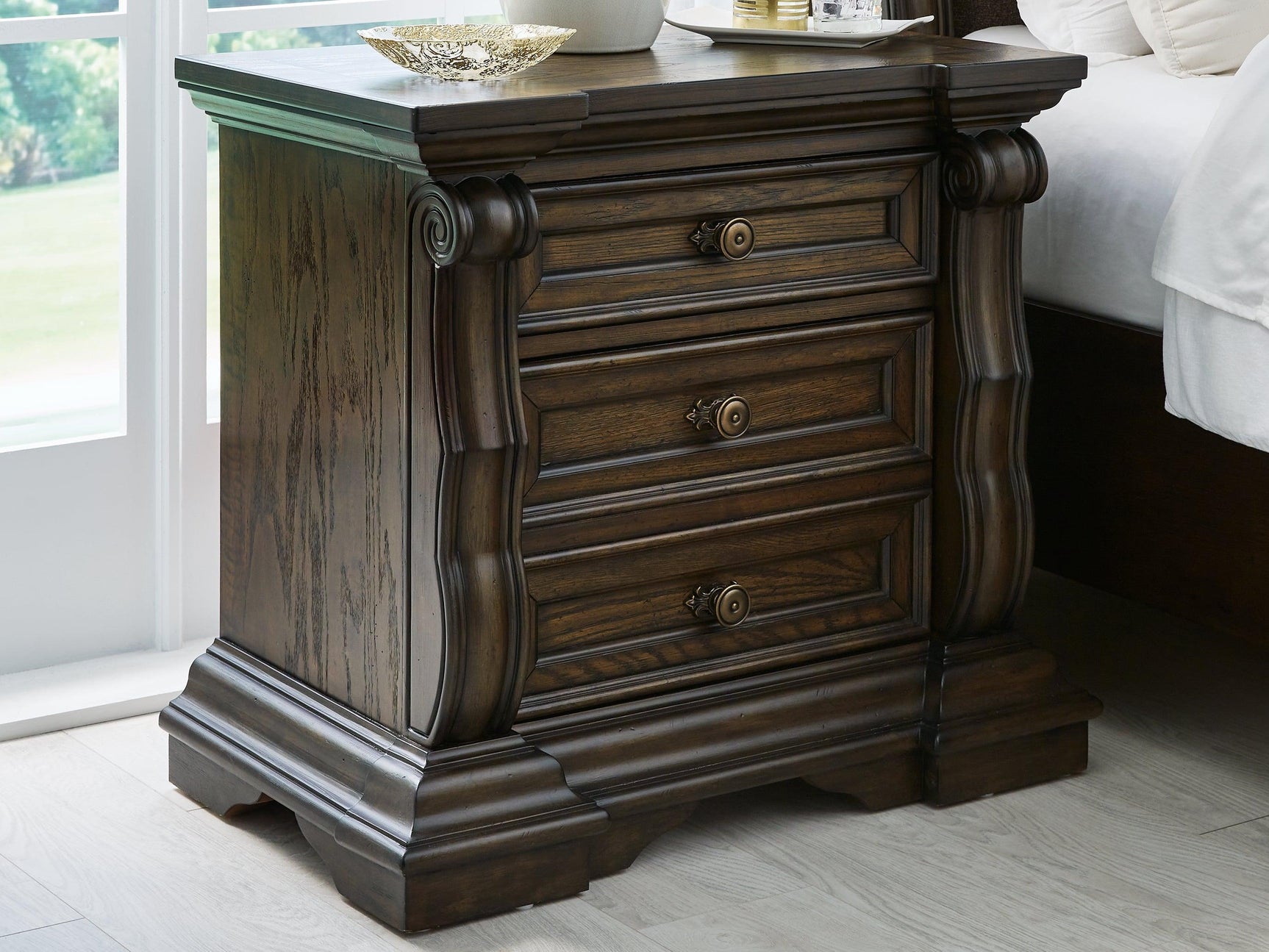 Maylee Dark Brown Nightstand - Ella Furniture