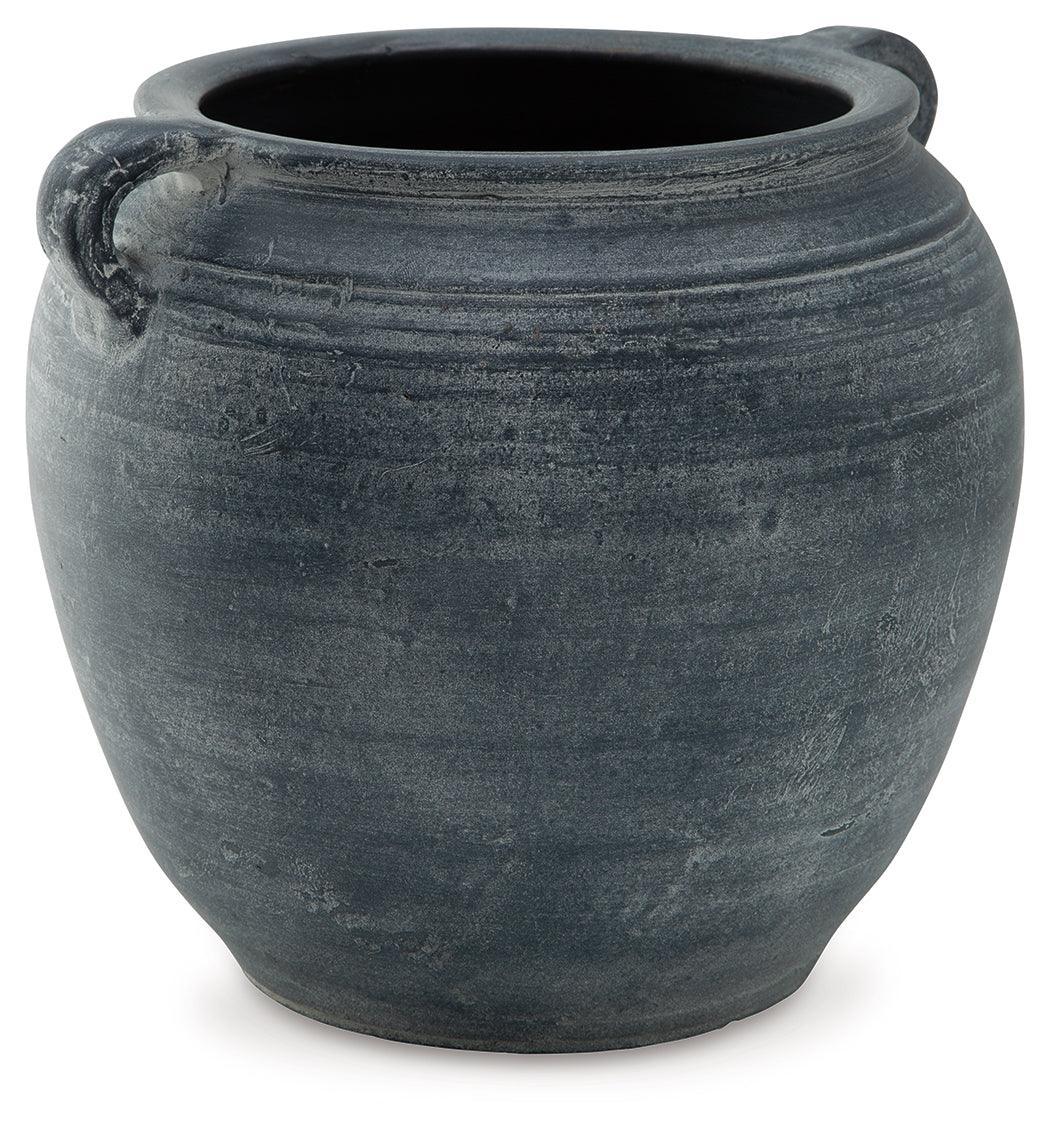Meadie Distressed Blue Vase - Ella Furniture